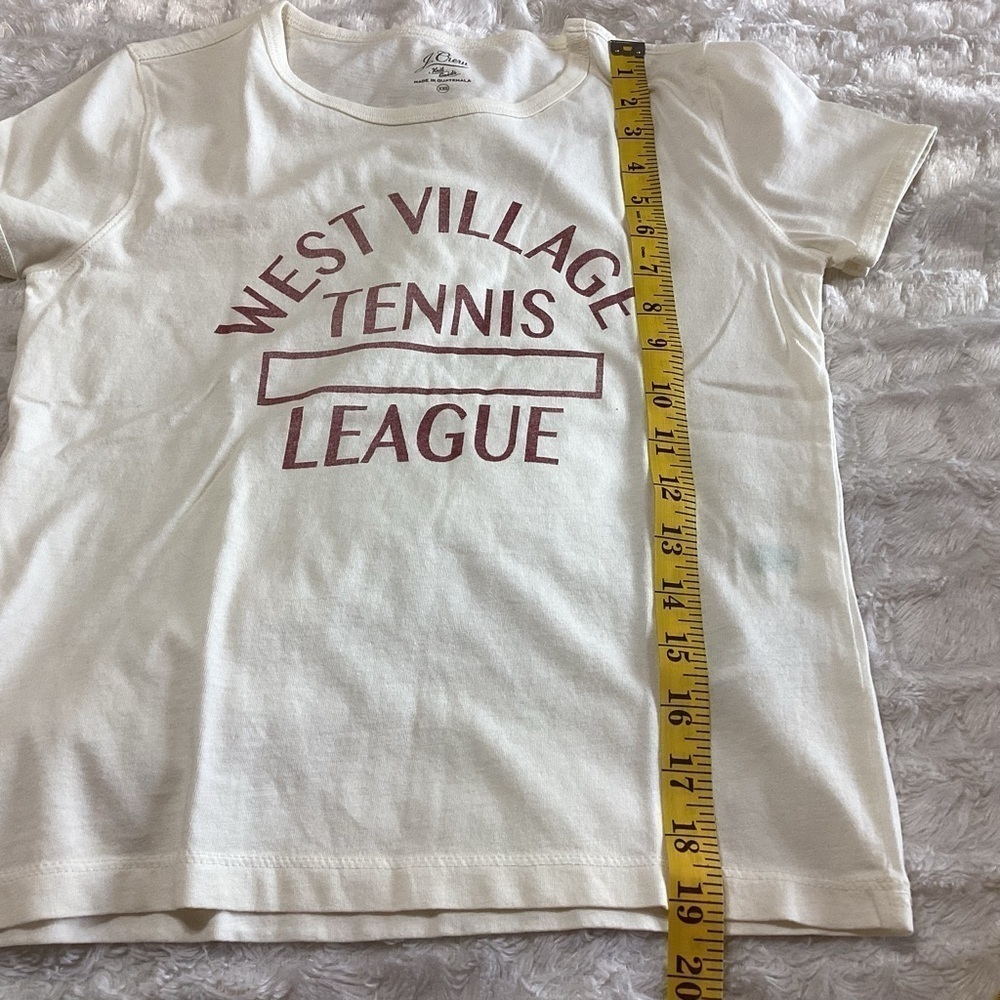 NEW J. Crew Broken-in jersey "West Side Tennis League" cropped T-shirt XXS - Picture 5 of 7